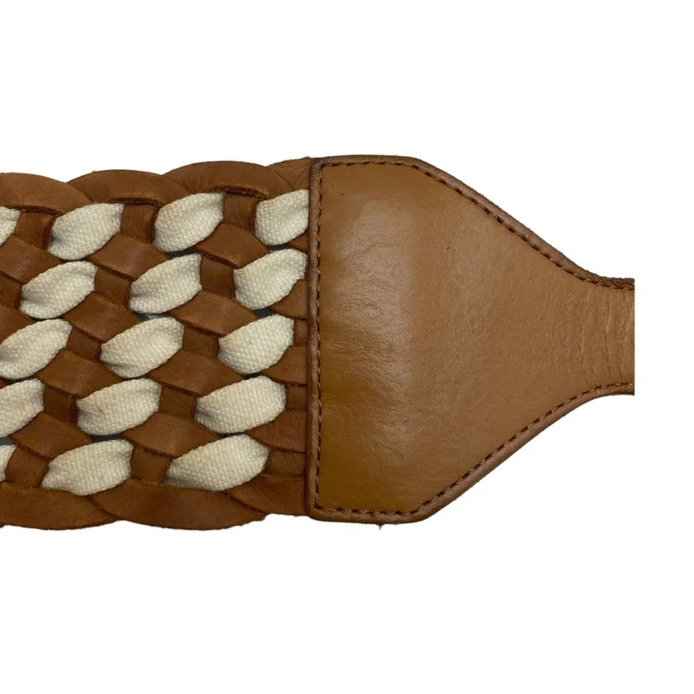 HOLLISTER Wide Leather Belt Tan Brown Boho Womens S/M